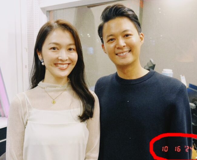 花田優一と福田典子　ツーショット 　赤丸付き